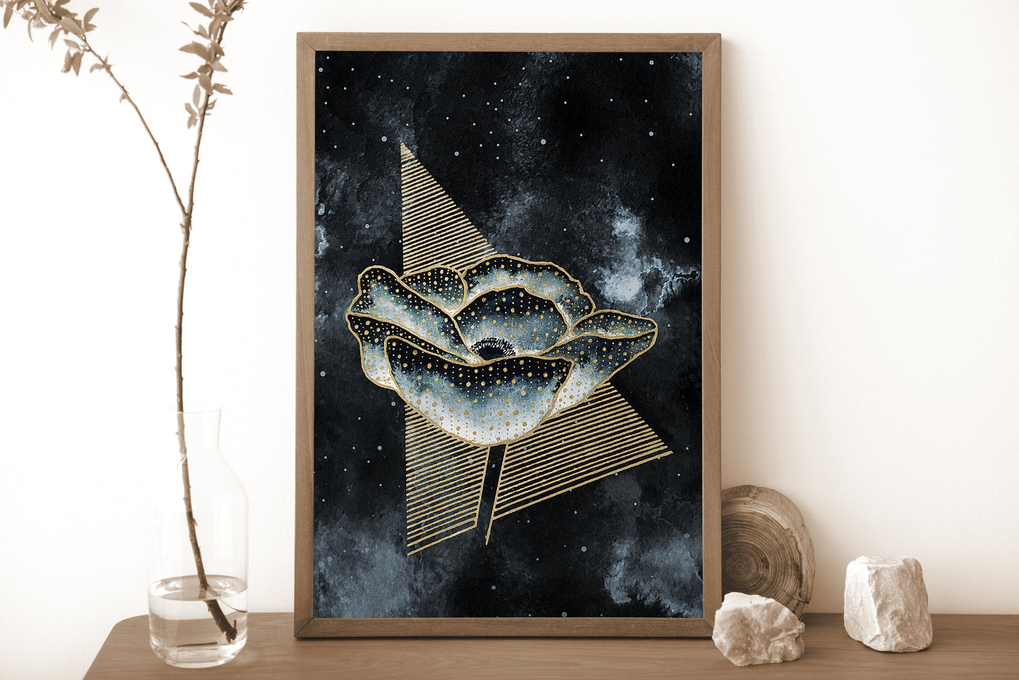 Affiche de Coquelicot céleste et triangle, art mural floral