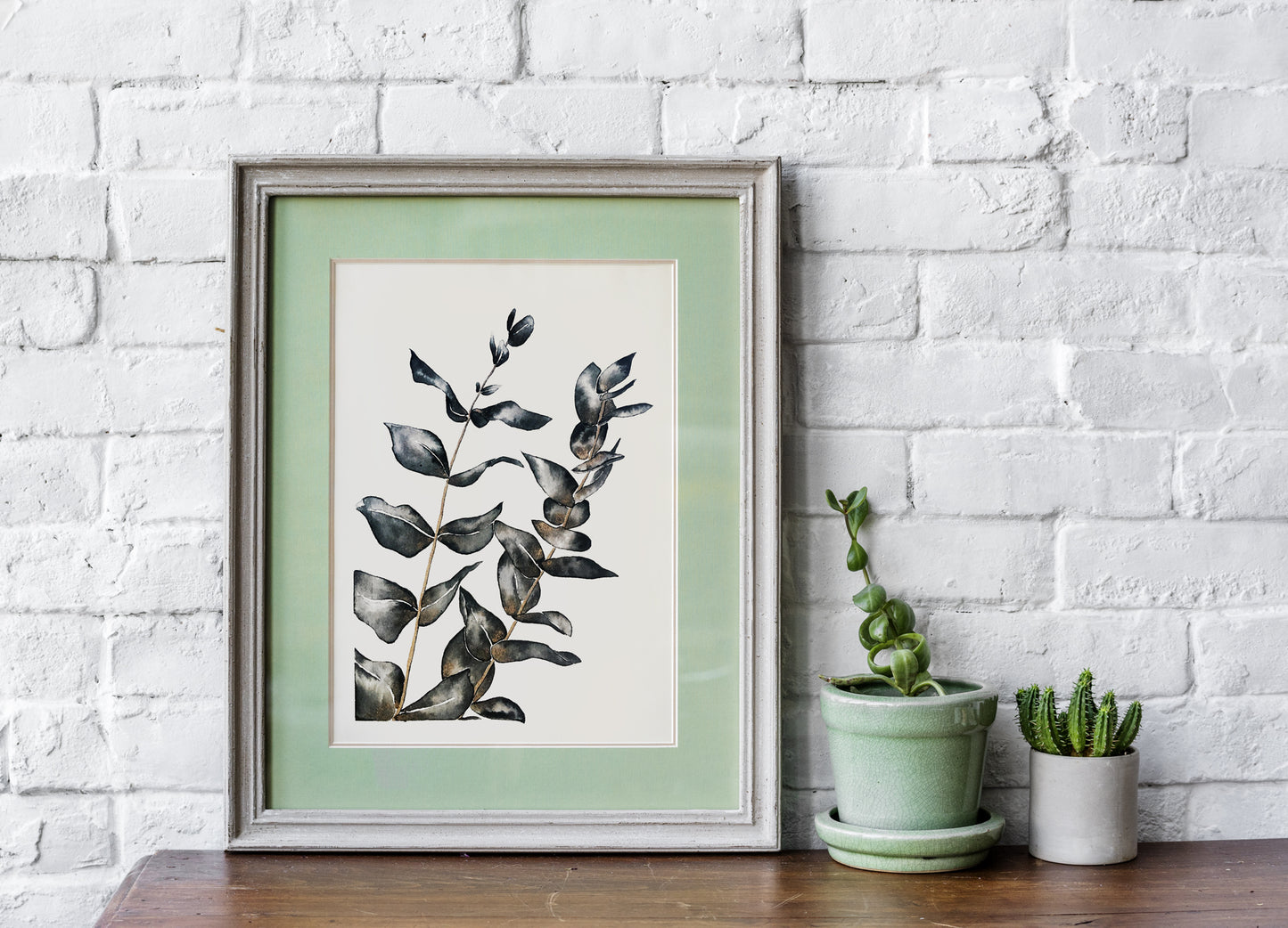 Affiche de plante Eucalyptus, illustration botanique noir et or