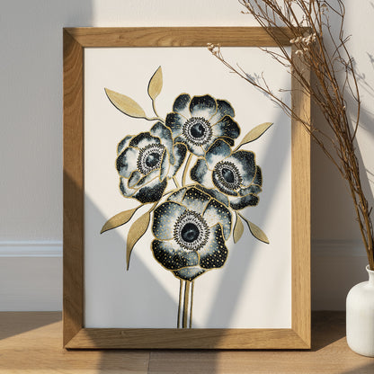 Affiche de fleurs anémones, art mural floral