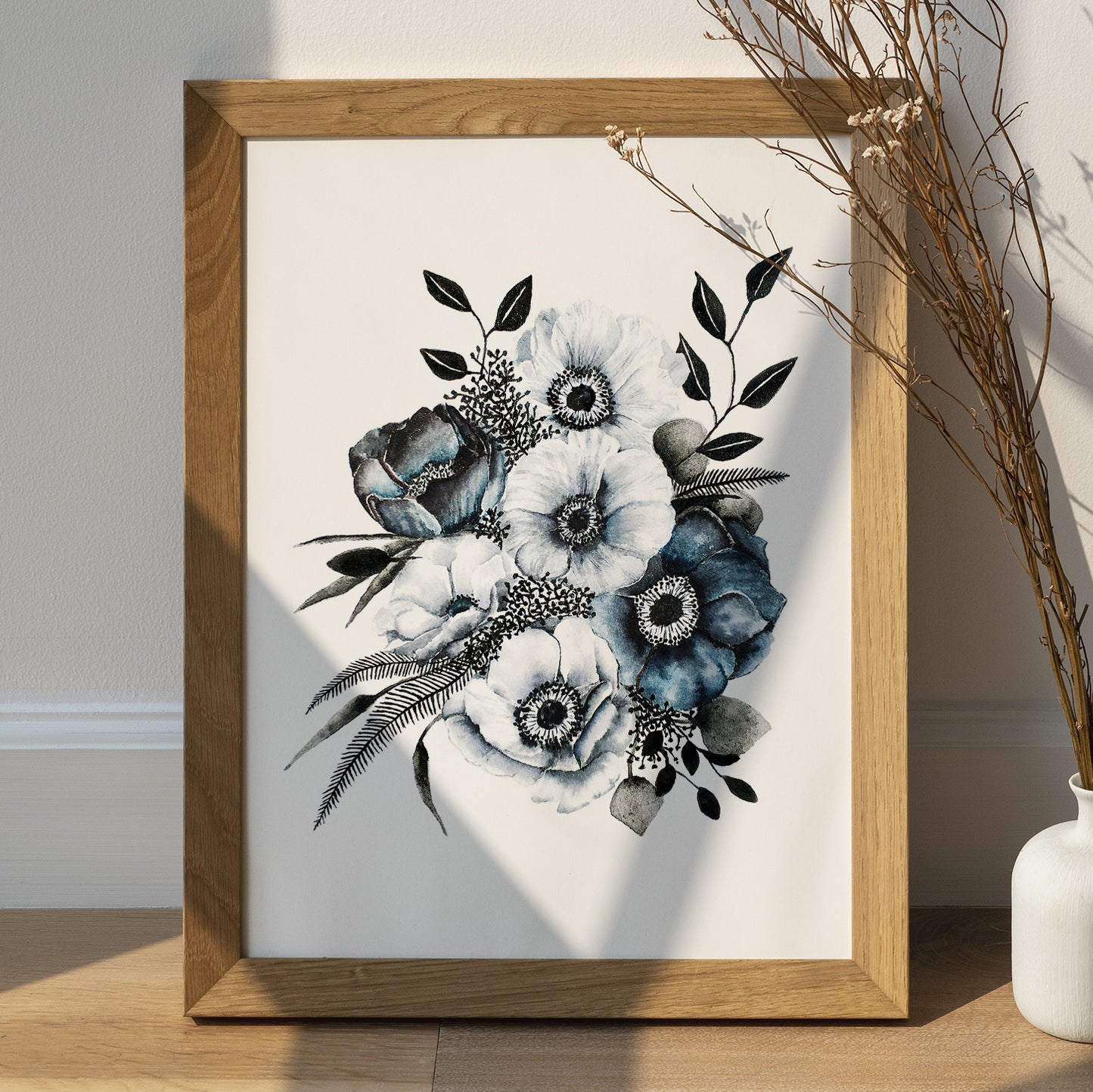 Affiche de fleurs anémones, art mural floral bouquet