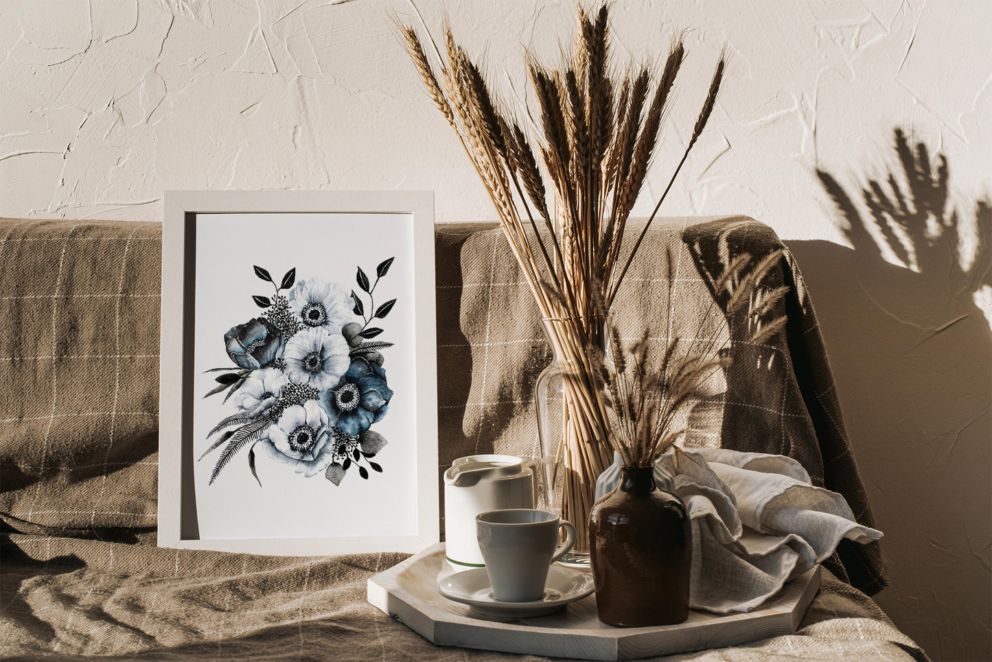 Affiche de fleurs anémones, art mural floral bouquet