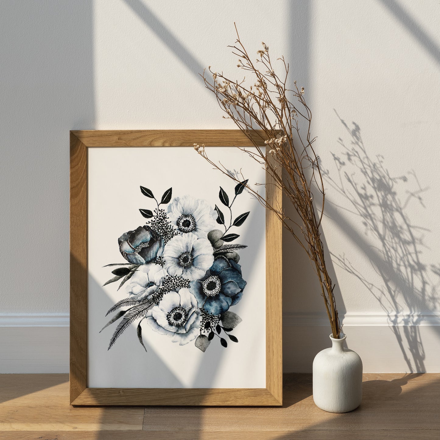 Affiche de fleurs anémones, art mural floral bouquet