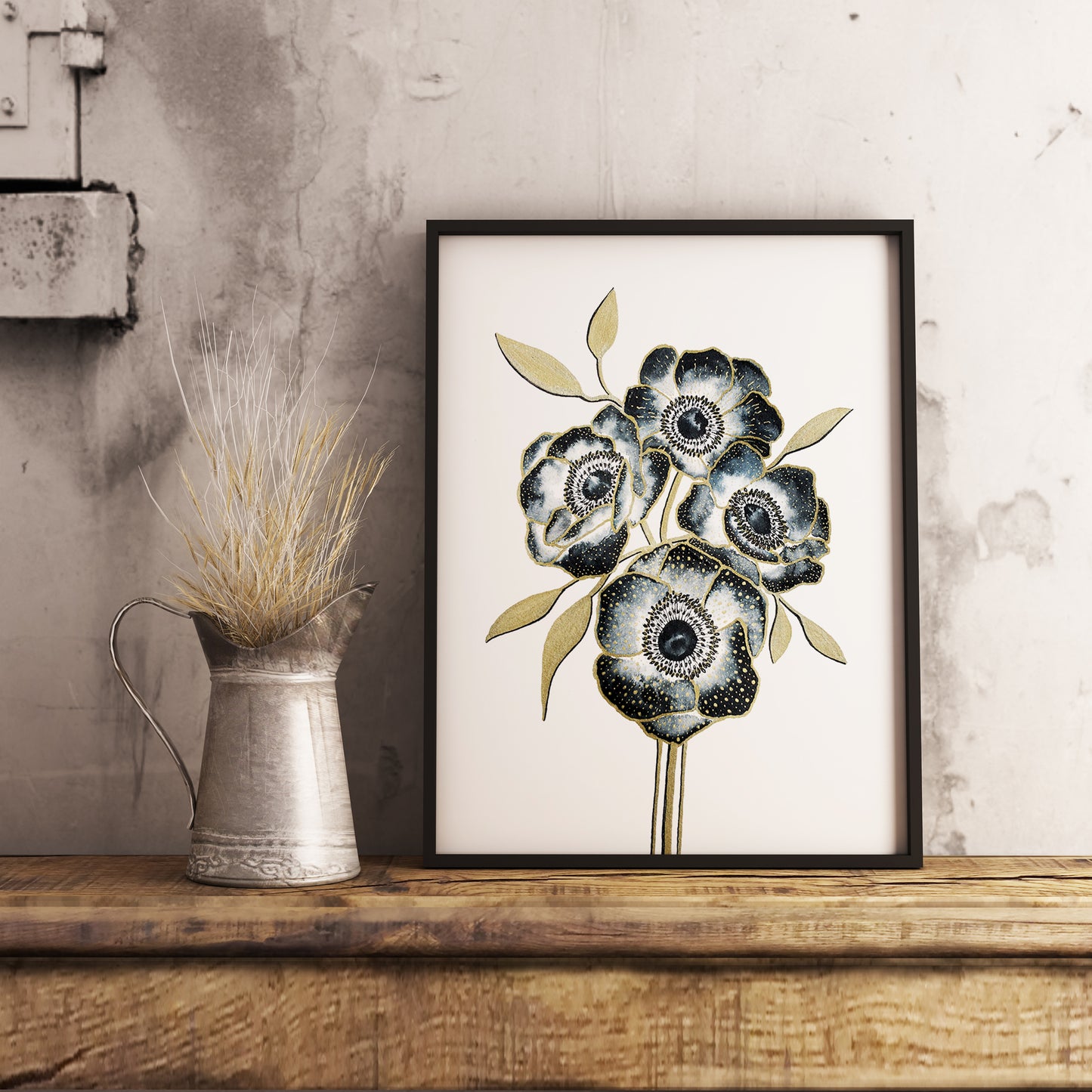 Affiche de fleurs anémones, art mural floral