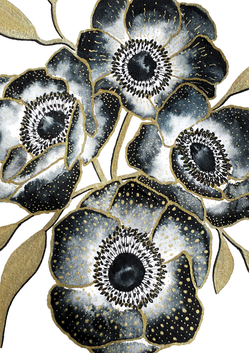 Affiche de fleurs anémones, art mural floral
