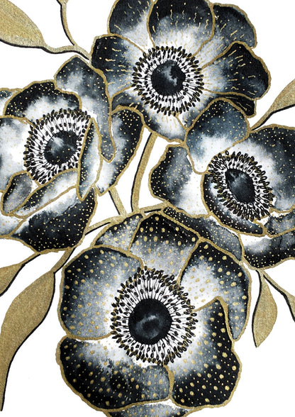 Affiche de fleurs anémones, art mural floral