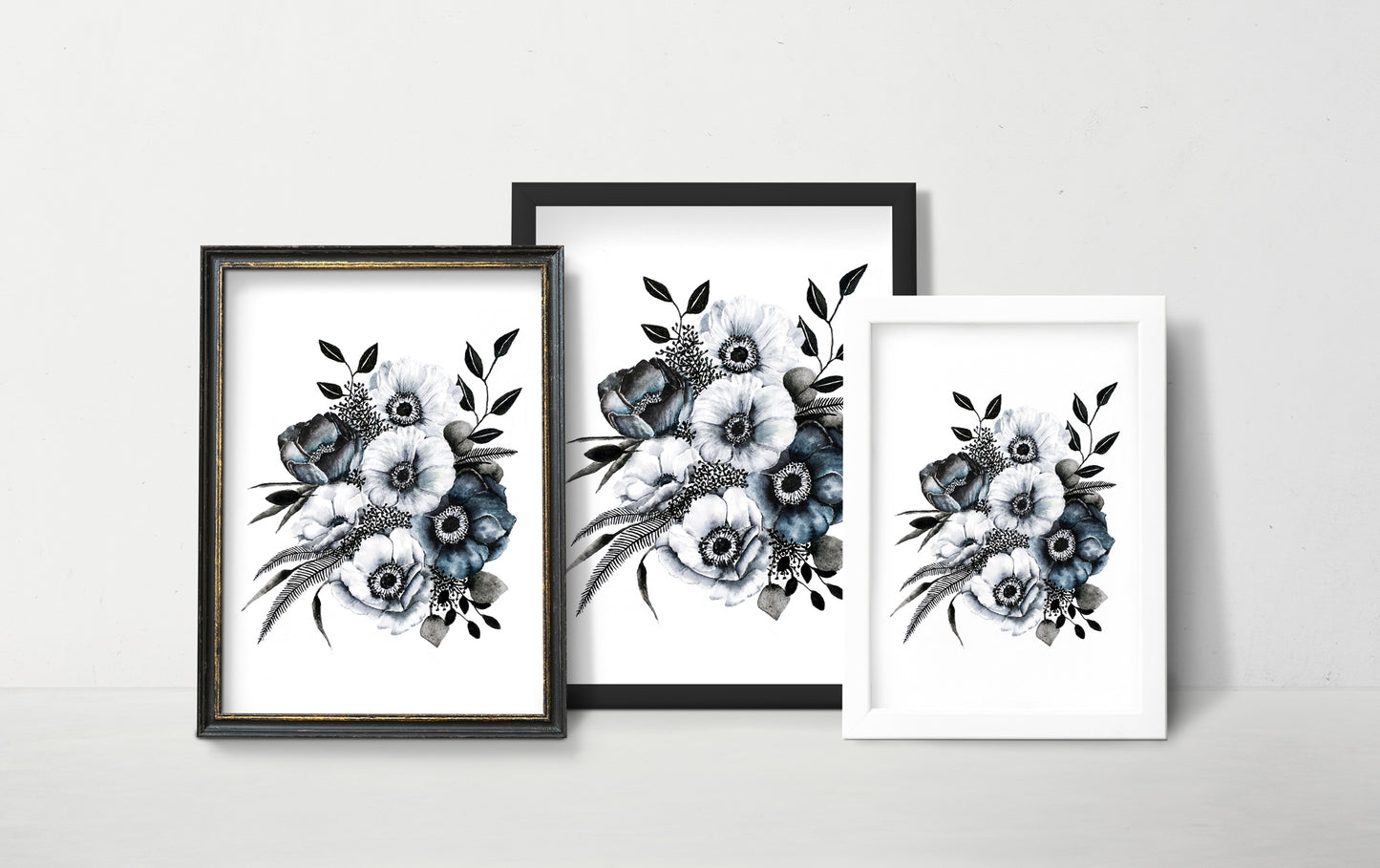 Affiche de fleurs anémones, art mural floral bouquet