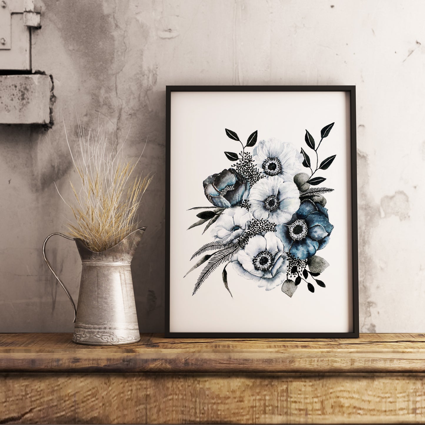 Affiche de fleurs anémones, art mural floral bouquet