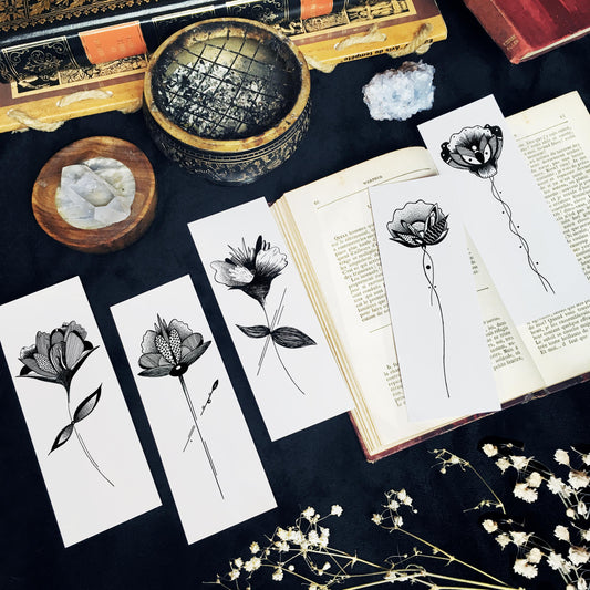 Marque Pages botaniques de plantes noir et or