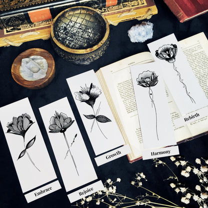 Marque Pages botaniques de plantes noir et or