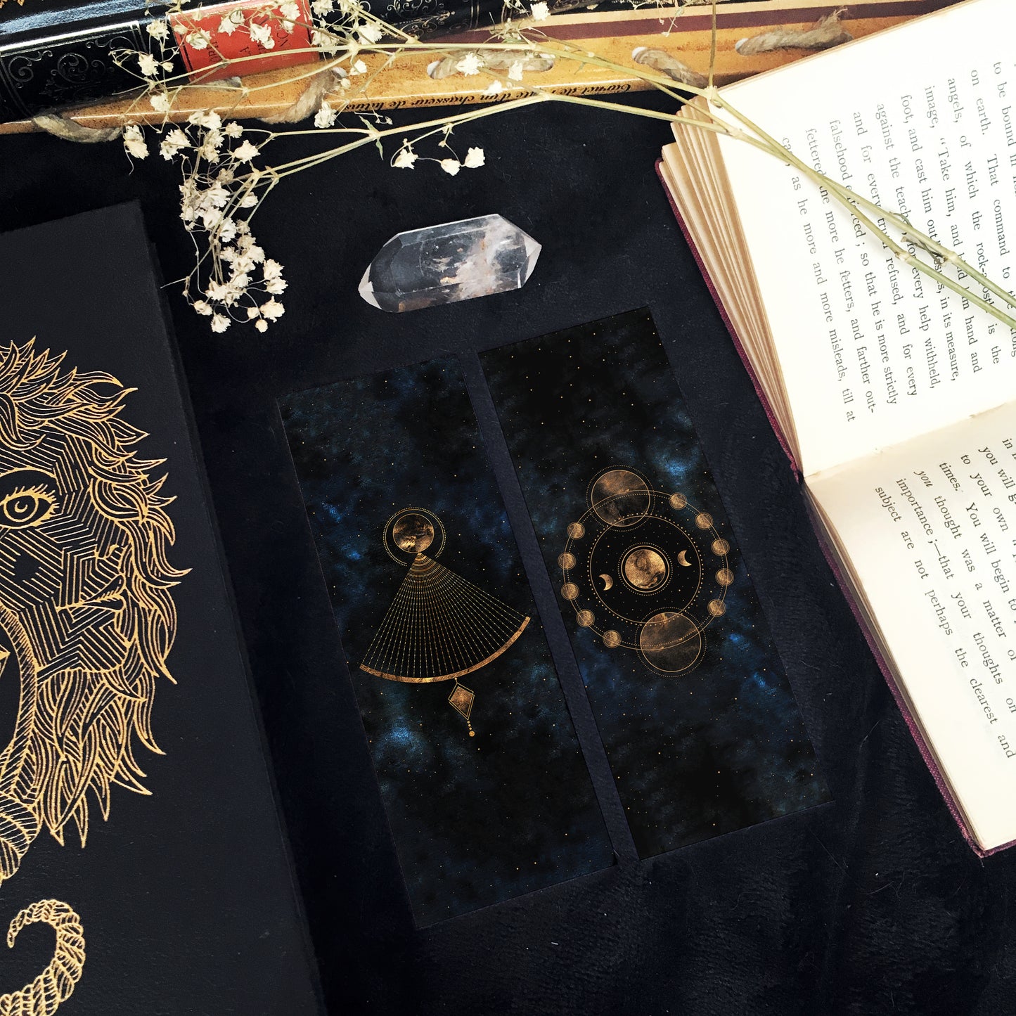 Marque Pages Célestes et witchy, Lunes Soleil Boule cristal