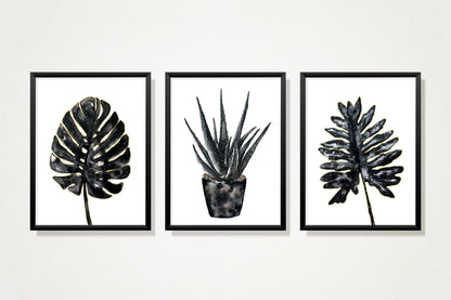 Affiche de Plante Monstera en noir et or, illustration Botanique