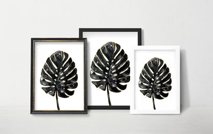 Affiche de Plante Monstera en noir et or, illustration Botanique