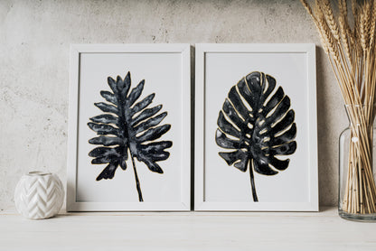 Affiche de Plante Monstera en noir et or, illustration Botanique