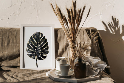 Affiche de Plante Monstera en noir et or, illustration Botanique