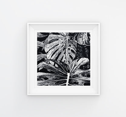 Affiche de plante Pothos, illustration botanique noir et or