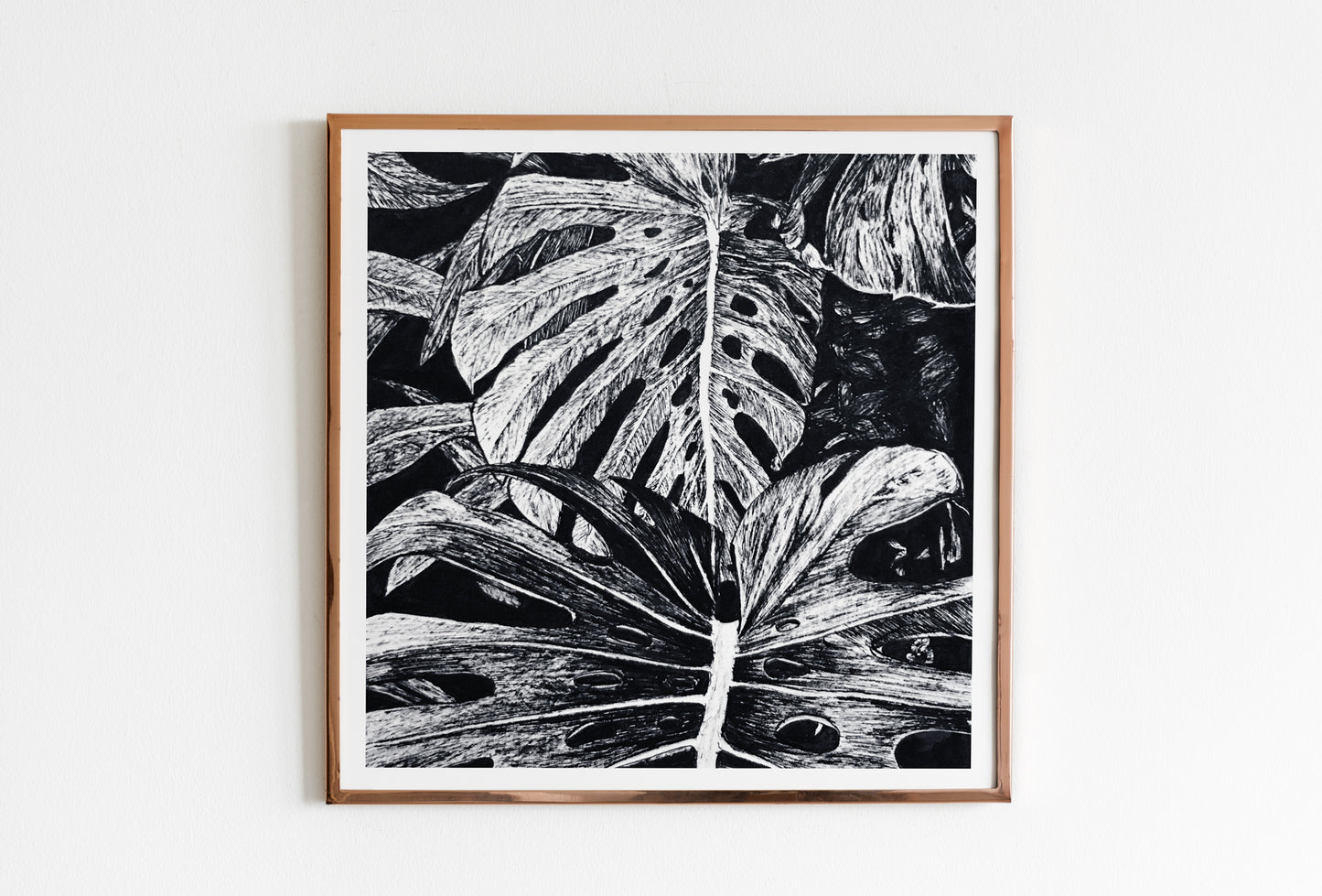 Affiche de plante Pothos, illustration botanique noir et or