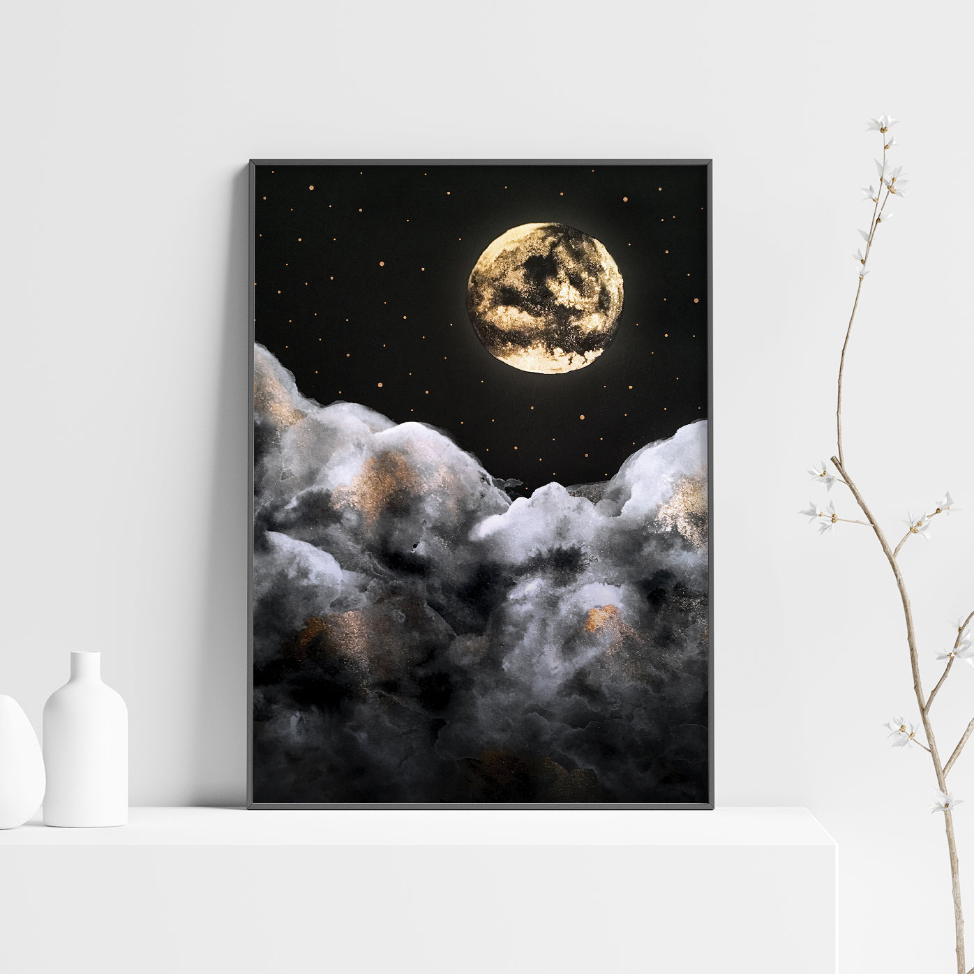 Affiche Céleste de Pleine Lune et Nuages