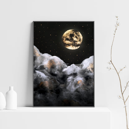 Affiche Céleste de Pleine Lune et Nuages