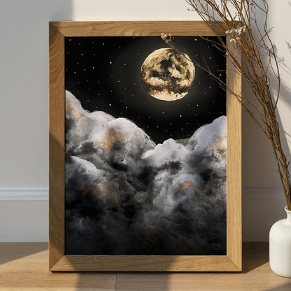 Affiche Céleste de Pleine Lune et Nuages