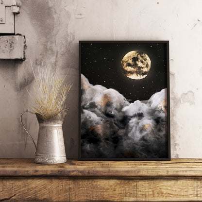 Affiche Céleste de Pleine Lune et Nuages