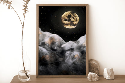 Affiche Céleste de Pleine Lune et Nuages