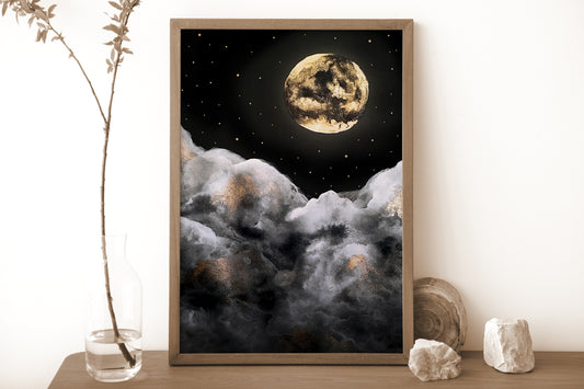Full Moon Print, Celestial Witchy Wall Art