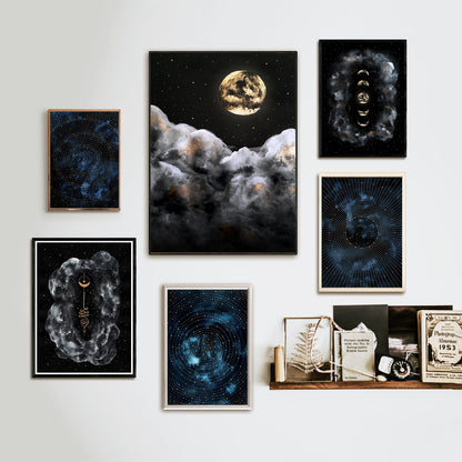 Affiche Céleste de Pleine Lune et Nuages