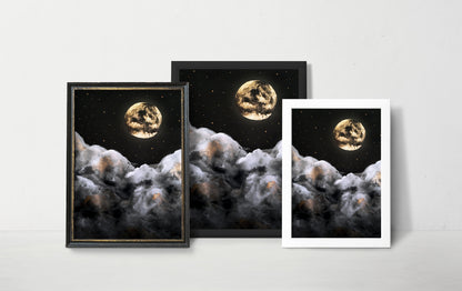 Affiche Céleste de Pleine Lune et Nuages