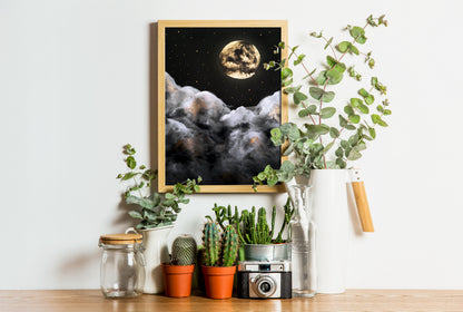 Affiche Céleste de Pleine Lune et Nuages