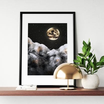 Affiche Céleste de Pleine Lune et Nuages