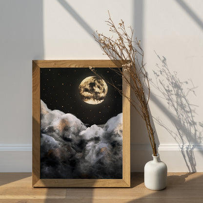 Affiche Céleste de Pleine Lune et Nuages