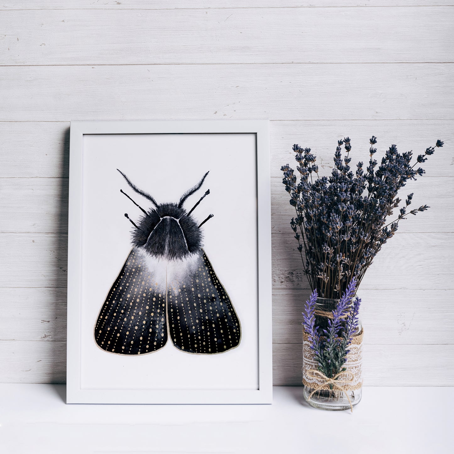 Affiche de Papillon de Nuit or et noir, Illustration d'insecte