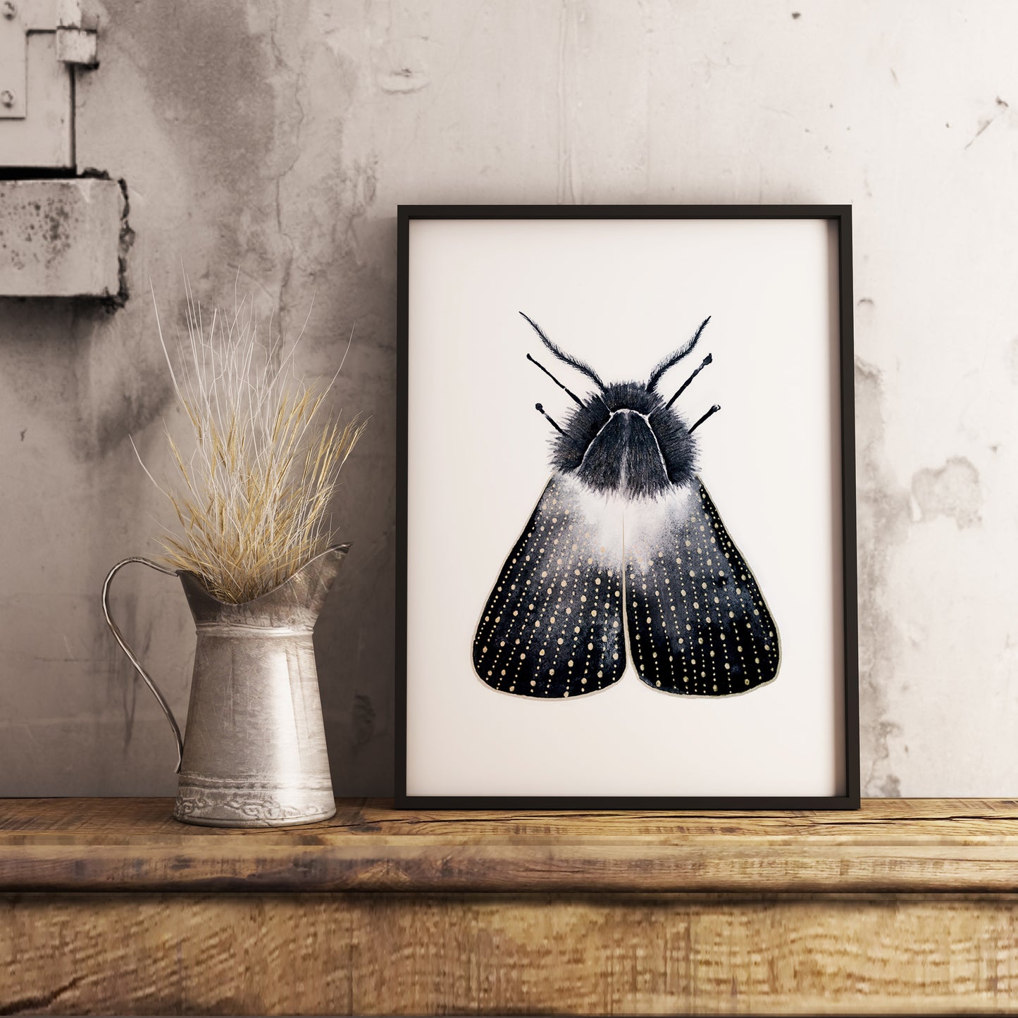 Affiche de Papillon de Nuit or et noir, Illustration d'insecte