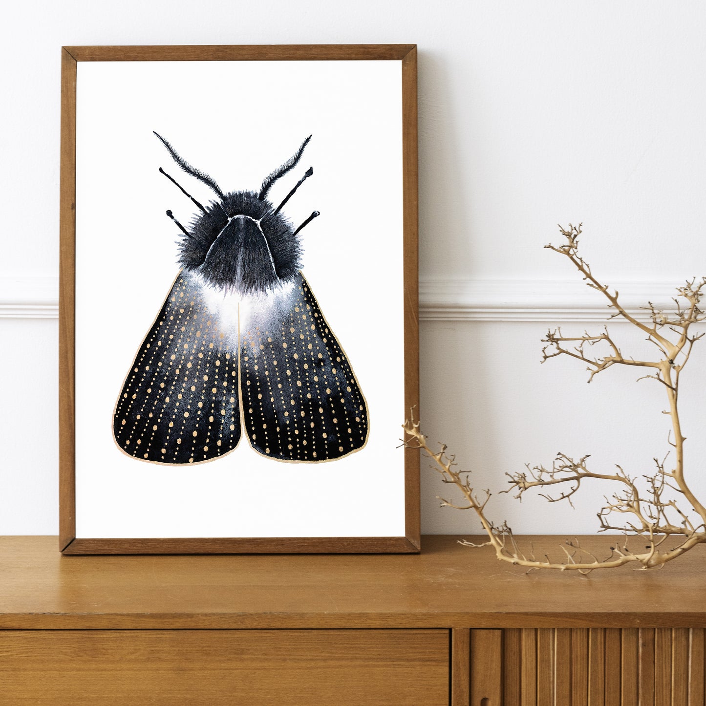 Affiche de Papillon de Nuit or et noir, Illustration d'insecte