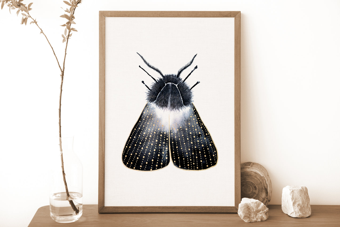 Affiche de Papillon de Nuit or et noir, Illustration d'insecte