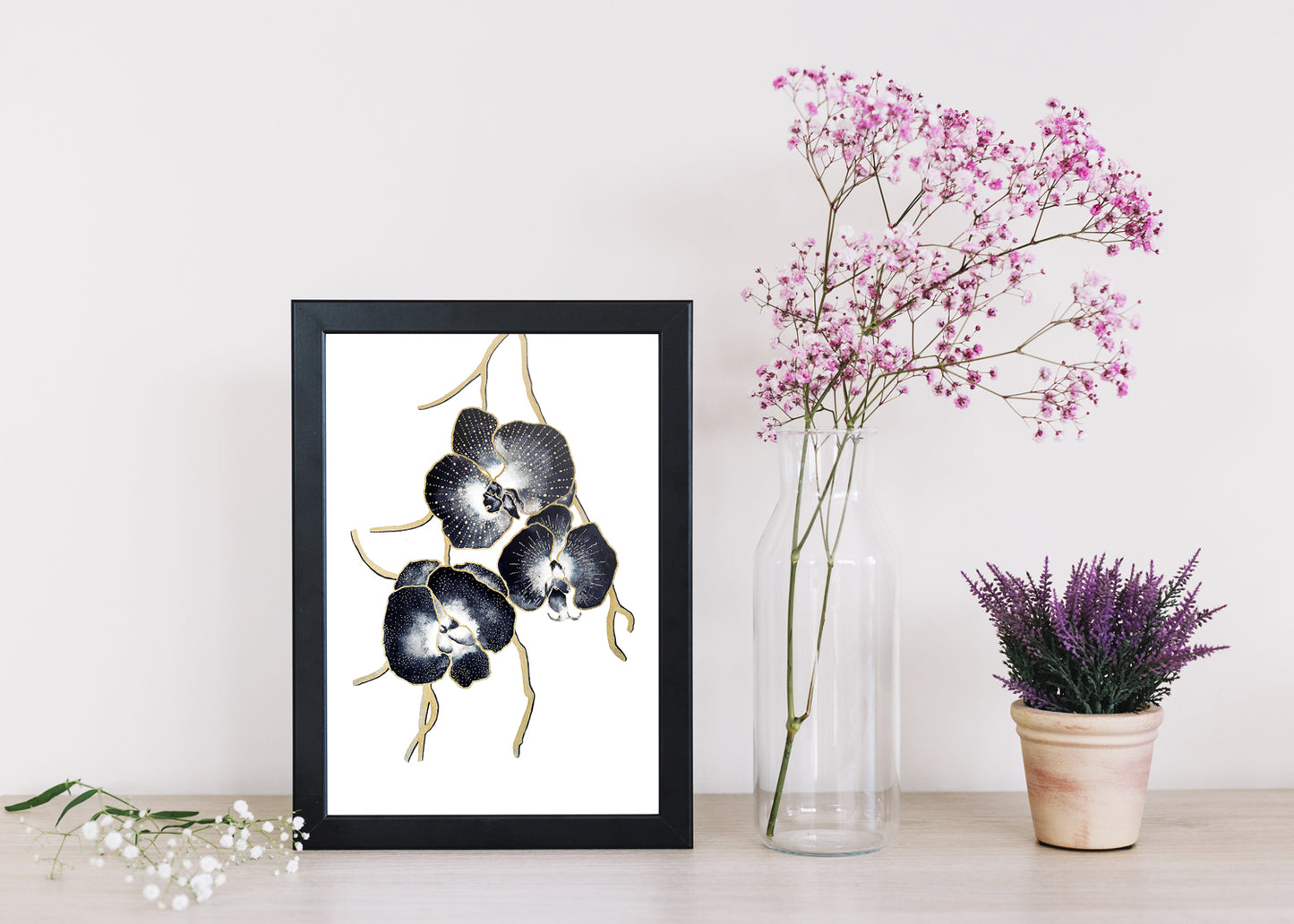 Affiche de fleurs orchidées, art mural floral 
