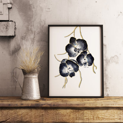 Affiche de fleurs orchidées, art mural floral 