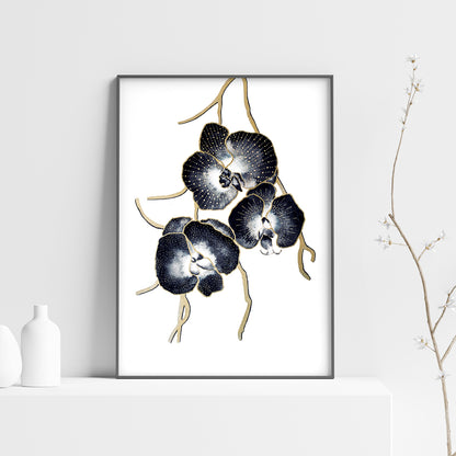 Affiche de fleurs orchidées, art mural floral 