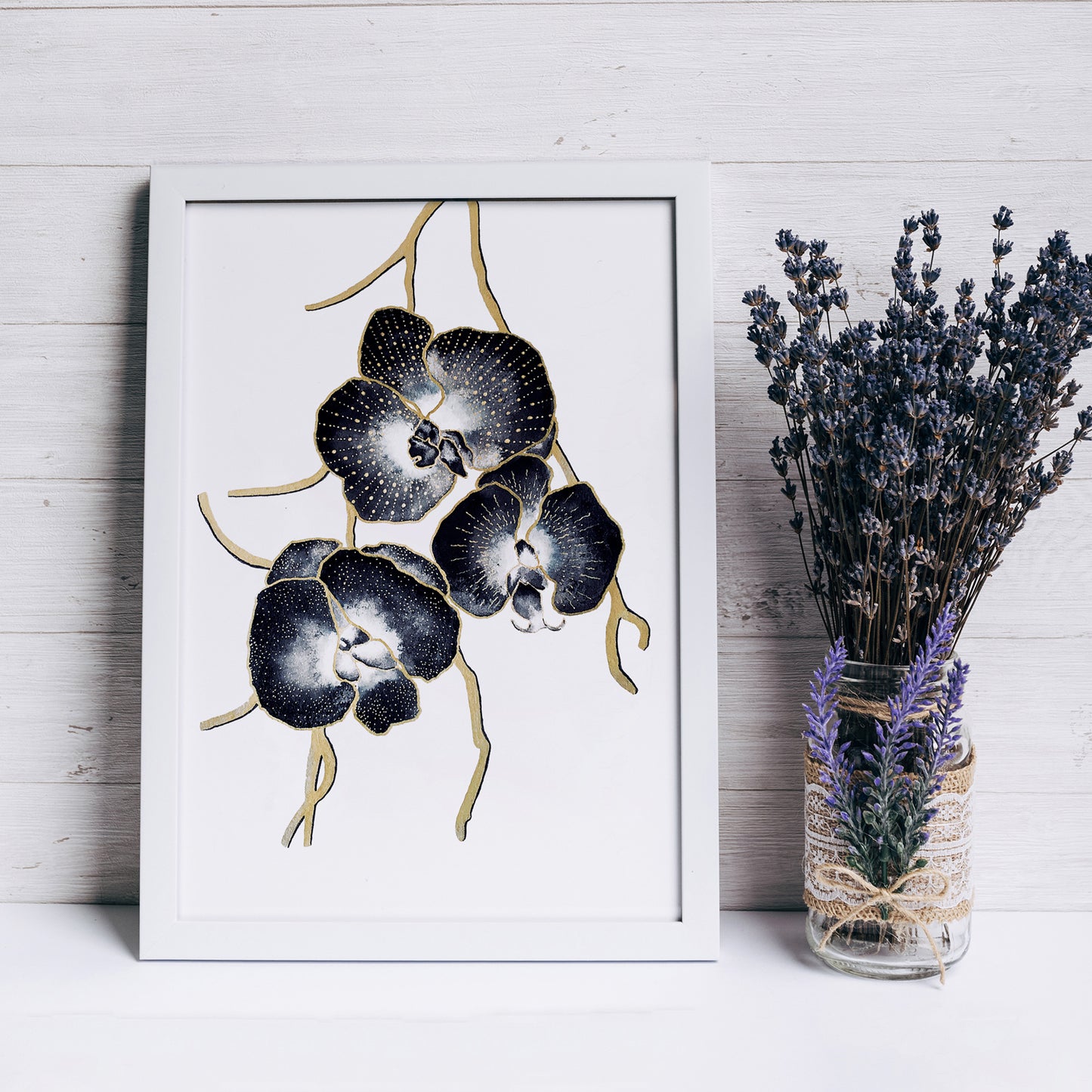 Affiche de fleurs orchidées, art mural floral 