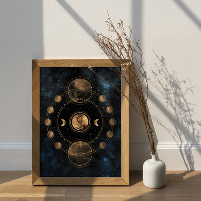 Moon System Print, Celestial decor