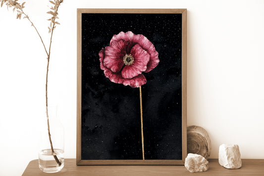 Affiche de Coquelicot et ciel étoilé, art mural floral