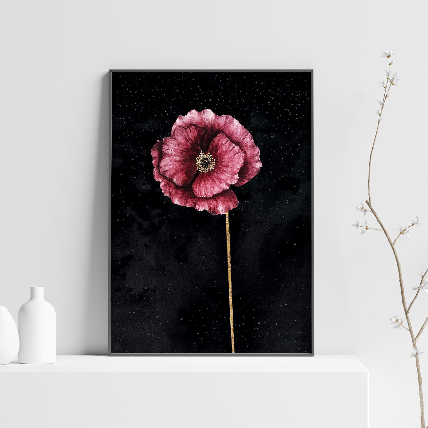 Affiche de Coquelicot et ciel étoilé, art mural floral