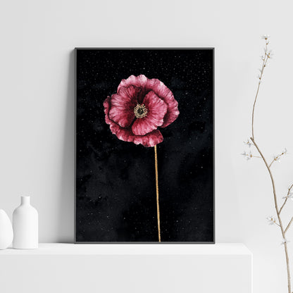 Affiche de Coquelicot et ciel étoilé, art mural floral