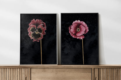 Affiche de Coquelicot et ciel étoilé, art mural floral