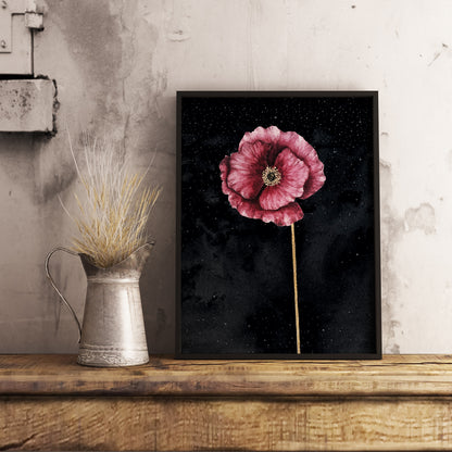 Affiche de Coquelicot et ciel étoilé, art mural floral