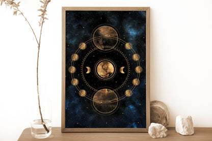 Moon System Print, Celestial decor