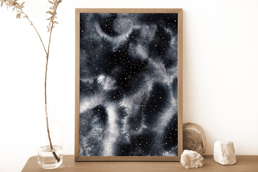 Celestial Watercolor Art Print, Space Wall Art I