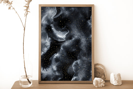 Celestial Watercolor Art Print, Space Wall Art II