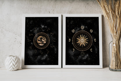 Affiche de Lune et Signes du Zodiaque, Art Mural Céleste