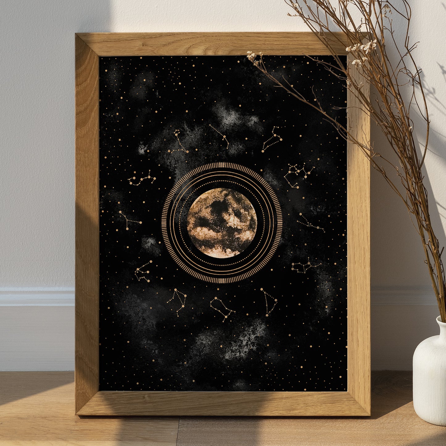 Affiche de Lune et Signes du Zodiaque, Art Mural Céleste